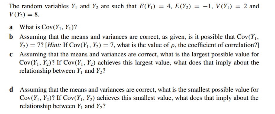 Solved The random variables Y1 and Y2 are such that | Chegg.com
