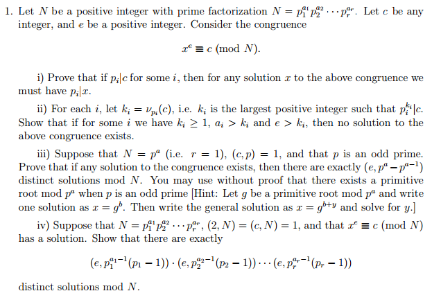 Solved 1 Let N Be A Positive Integer With Prime