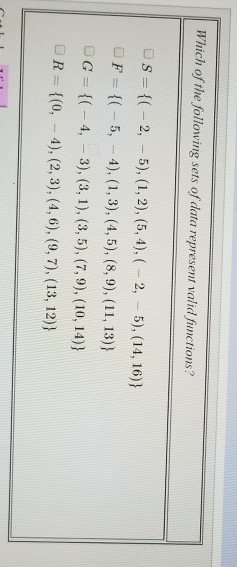 Solved Which of the following sets of data represent valid | Chegg.com