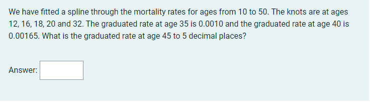 Solved We have fitted a spline through the mortality rates | Chegg.com