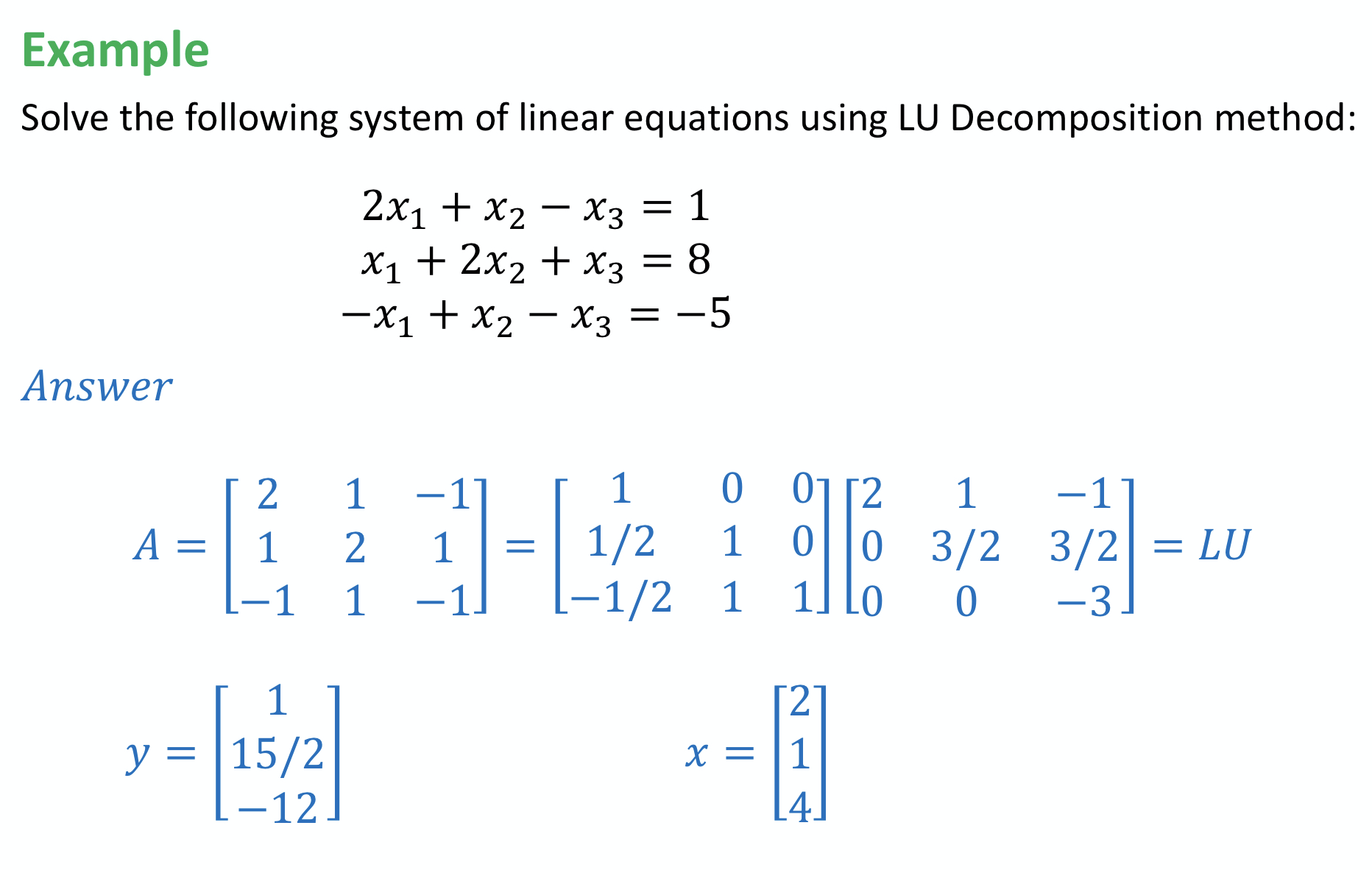 Solved Example Solve The Following System Of Linear | Chegg.com