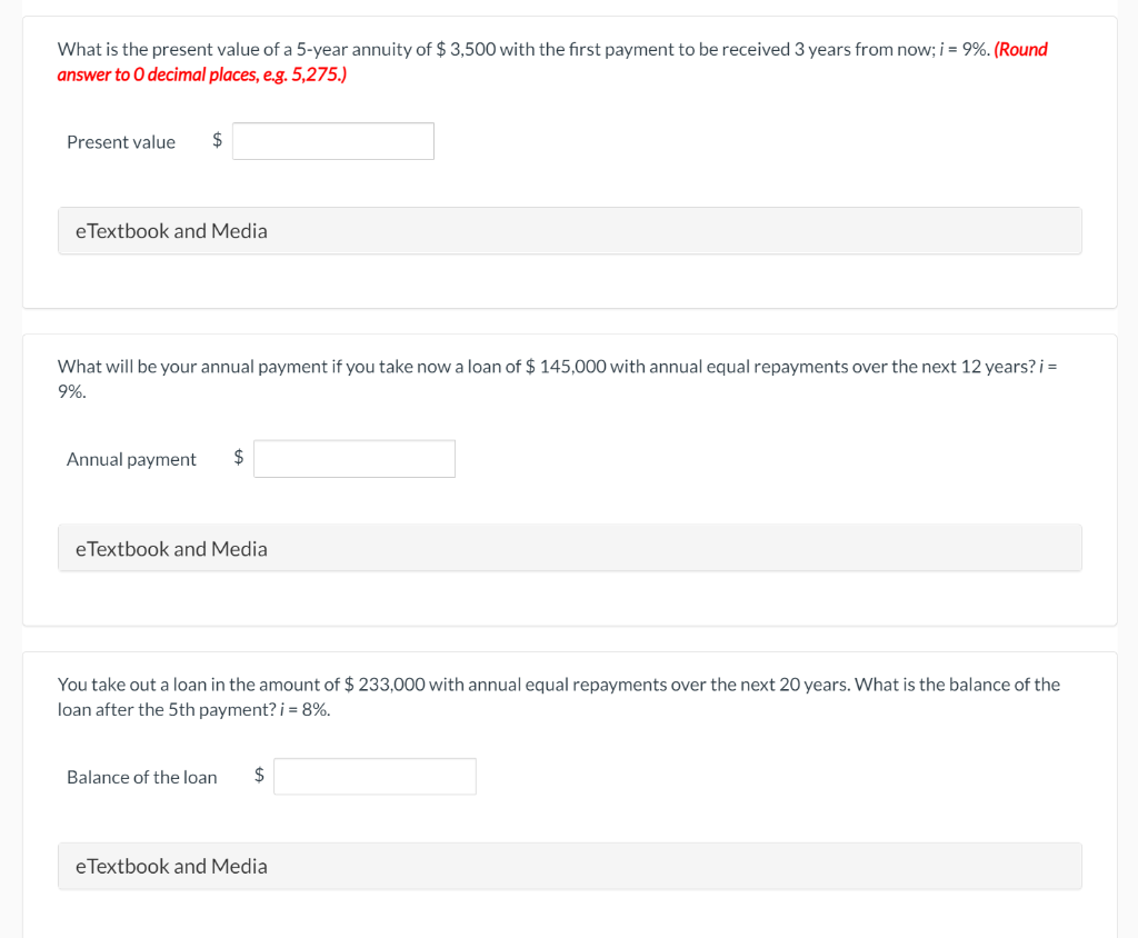Solved What is the present value of a 5year annuity of
