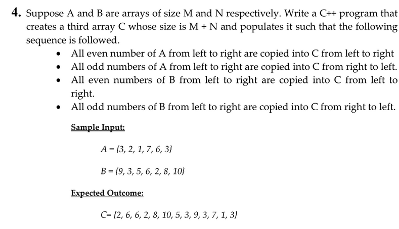 Solved 4. Suppose A and B are arrays of size M and N