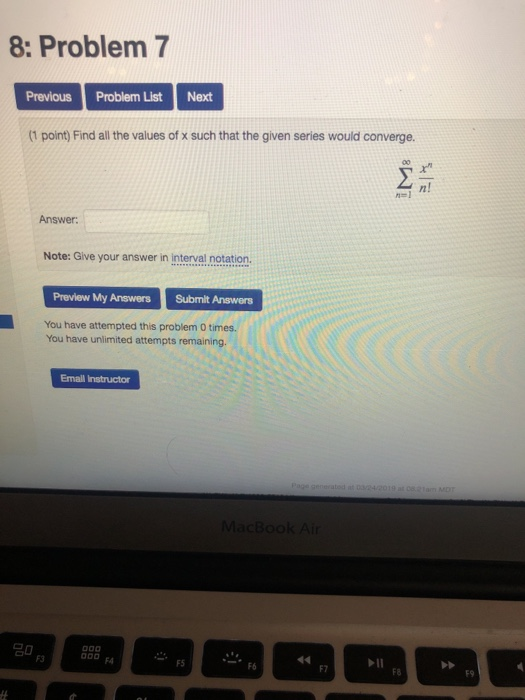 Solved : Problem 2 Previous Problem List Next (1 point) Find | Chegg.com