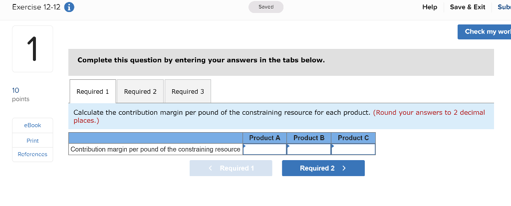 Solved Exercise 12-12 Saved Help Save & Exit Submit Check my | Chegg.com