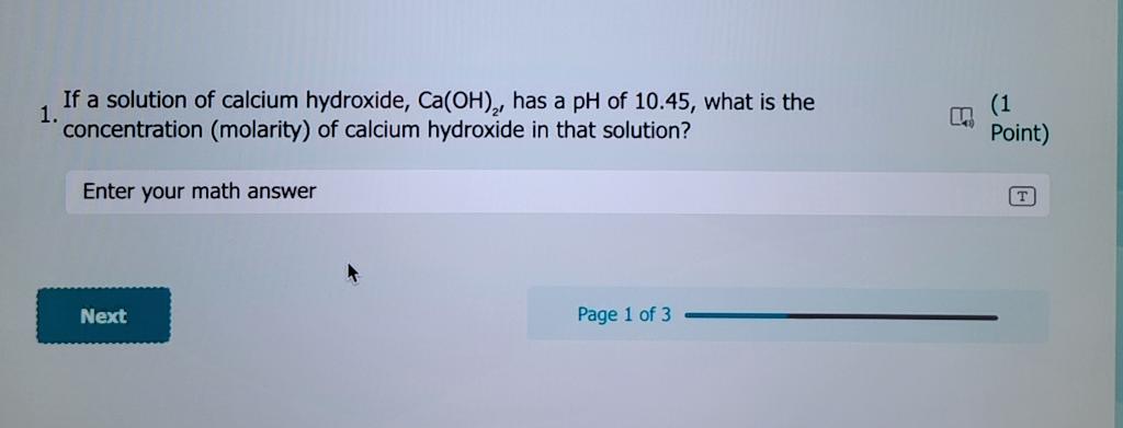 Solved If A Solution Of Calcium Hydroxide, Ca(OH)2′, Has A | Chegg.com