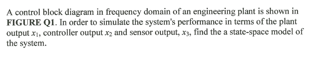 Solved A control block diagram in frequency domain of an | Chegg.com