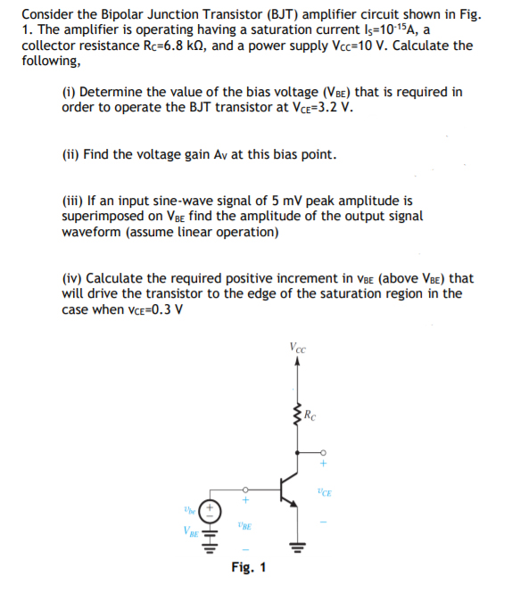 Solved Consider The Bipolar Junction Transistor (BJT) | Chegg.com