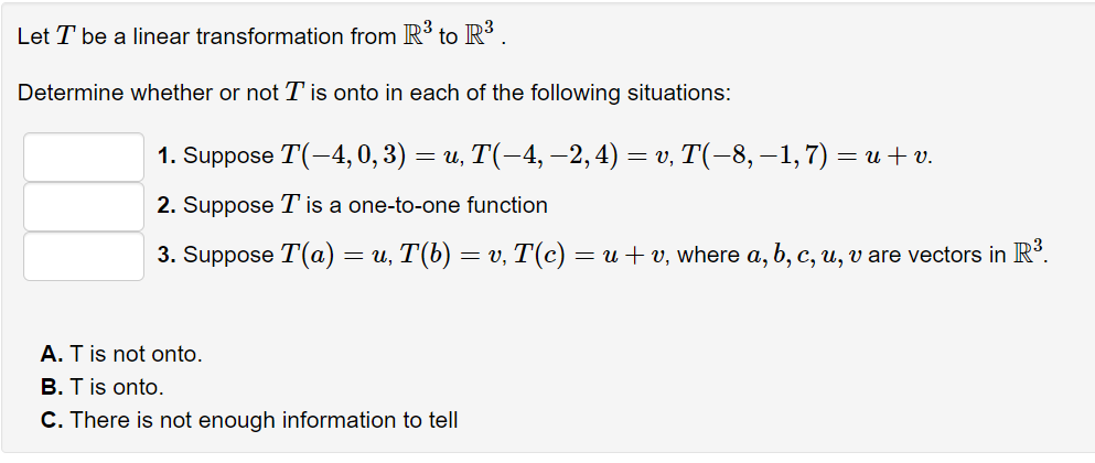 Solved Let T be a linear transformation from R3 to R3. | Chegg.com