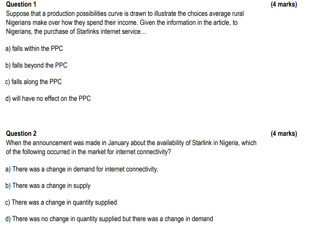Solved Question 1 Suppose that a production possibilities | Chegg.com