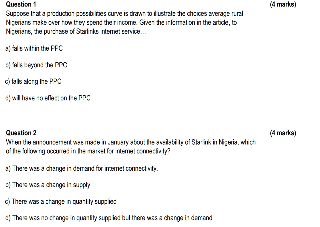 Solved Question 1 Suppose That A Production Possibilities | Chegg.com