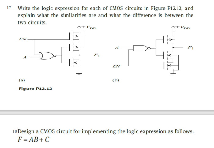 Solved 7 Write the logic expression for each of CMOS | Chegg.com