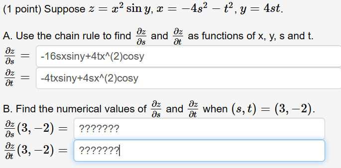 Solved Use The Chain Rule For Calculate Part B Only. Part A | Chegg.com