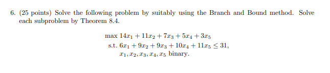 Solved 6. (25 points) Solve the following problem by | Chegg.com