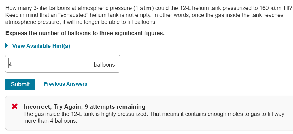 Solved How many 3-liter balloons at atmospheric pressure (1 | Chegg.com