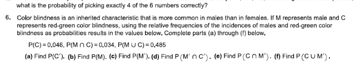 Solved what is the probability of picking exactly 4 of the 6 | Chegg.com