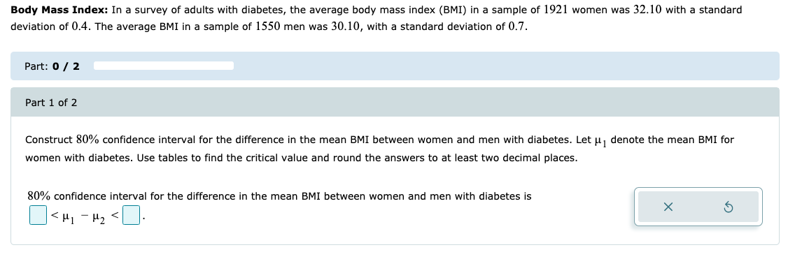 Body mass index (BMI) for adults