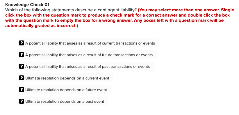 Which Of The Following Pertaining To Known Liabilities Is False Solved Knowledge Check 01 Which of the following statements | Chegg.com