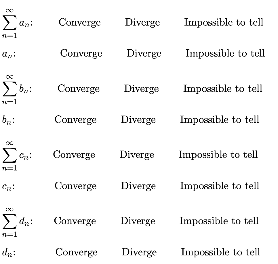 Solved True False If lim an = 0, then the series) .an must