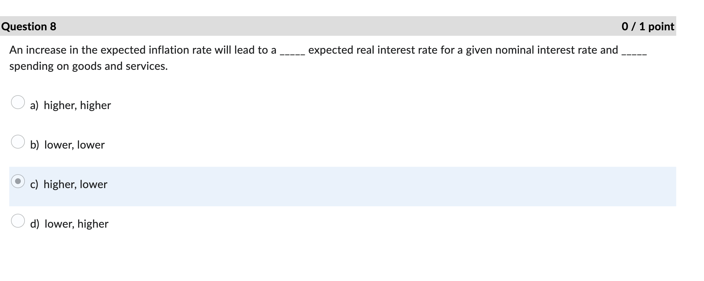 Solved Question 8 An increase in the expected inflation rate | Chegg.com
