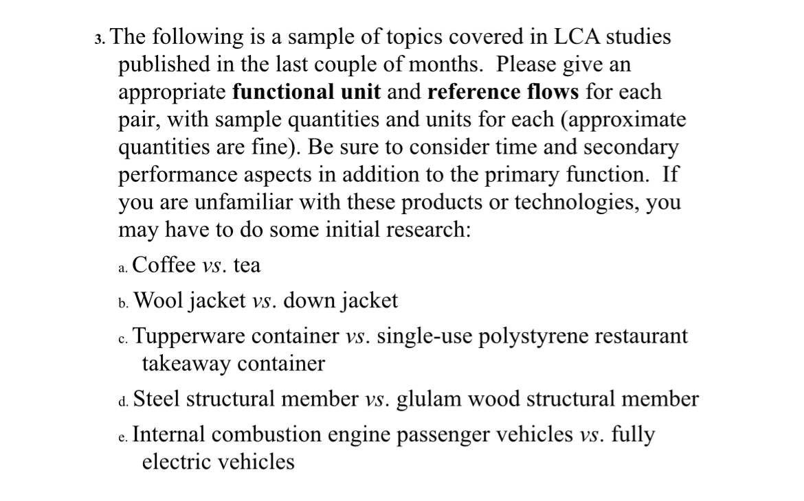 Solved 3. The following is a sample of topics covered in LCA