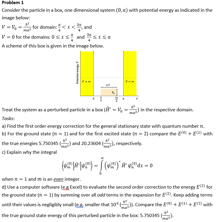 Solved Problem 1 Consider The Particle In A Box, One | Chegg.com