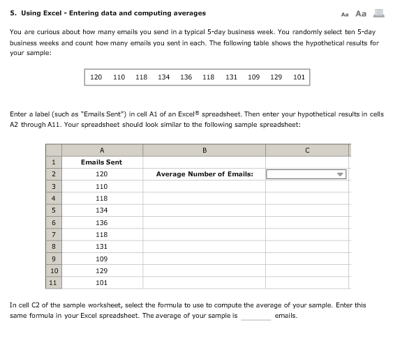 Solved 5 Using Excel Entering Data And Computing Averages Chegg