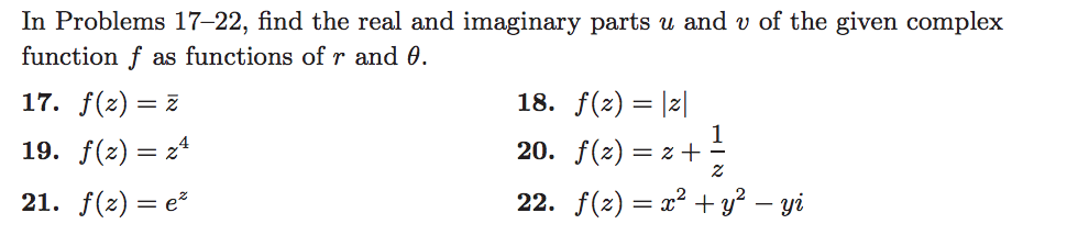 Solved find the real and imaginary parts u and v of the | Chegg.com
