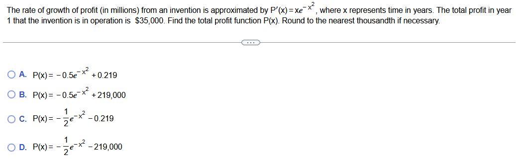Solved The rate of growth of profit (in millions) from an | Chegg.com