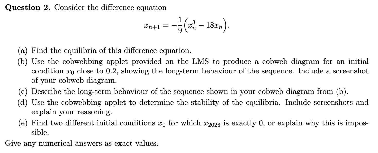 Solved Question 2. Consider the difference equation \\[ | Chegg.com