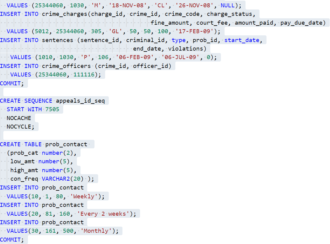 Solved Case Study: City Jail Submit an sql scriptfile with | Chegg.com