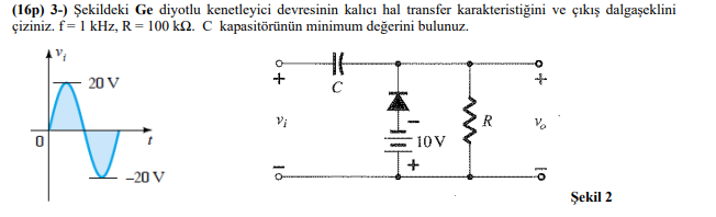 Solved (16p) 3-) Șekildeki Ge diyotlu kenetleyici devresinin | Chegg.com