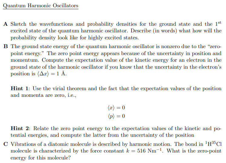 Solved Quantum Harmonic Oscillators A Sketch the | Chegg.com