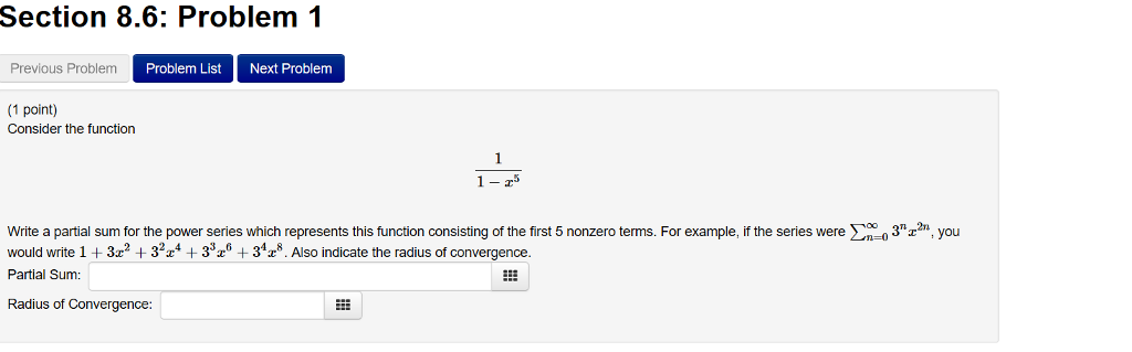Solved Section 8.6: Problem 1 Previous Problem Problem List | Chegg.com