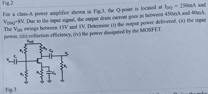 Solved For a class-A power amplifier shown in ﻿Fig.3, ﻿the | Chegg.com