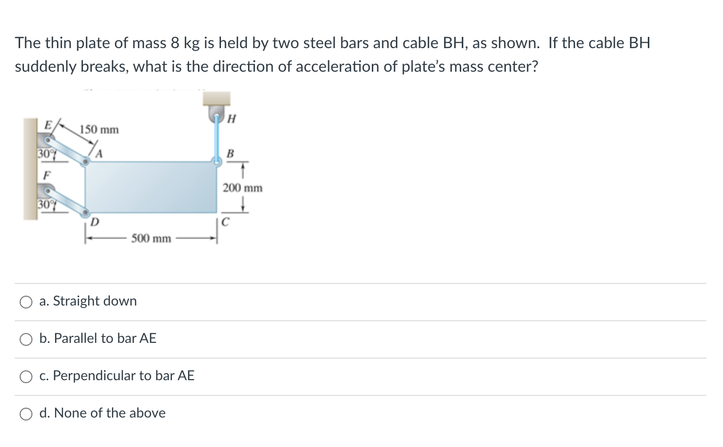 Solved The assembly is made of the slender rods that have a | Chegg.com
