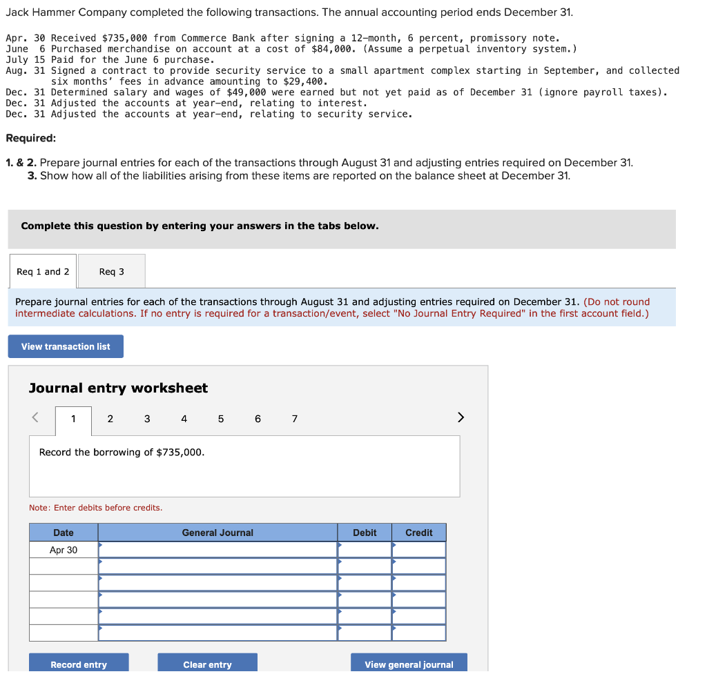 Solved Jack Hammer Company completed the following