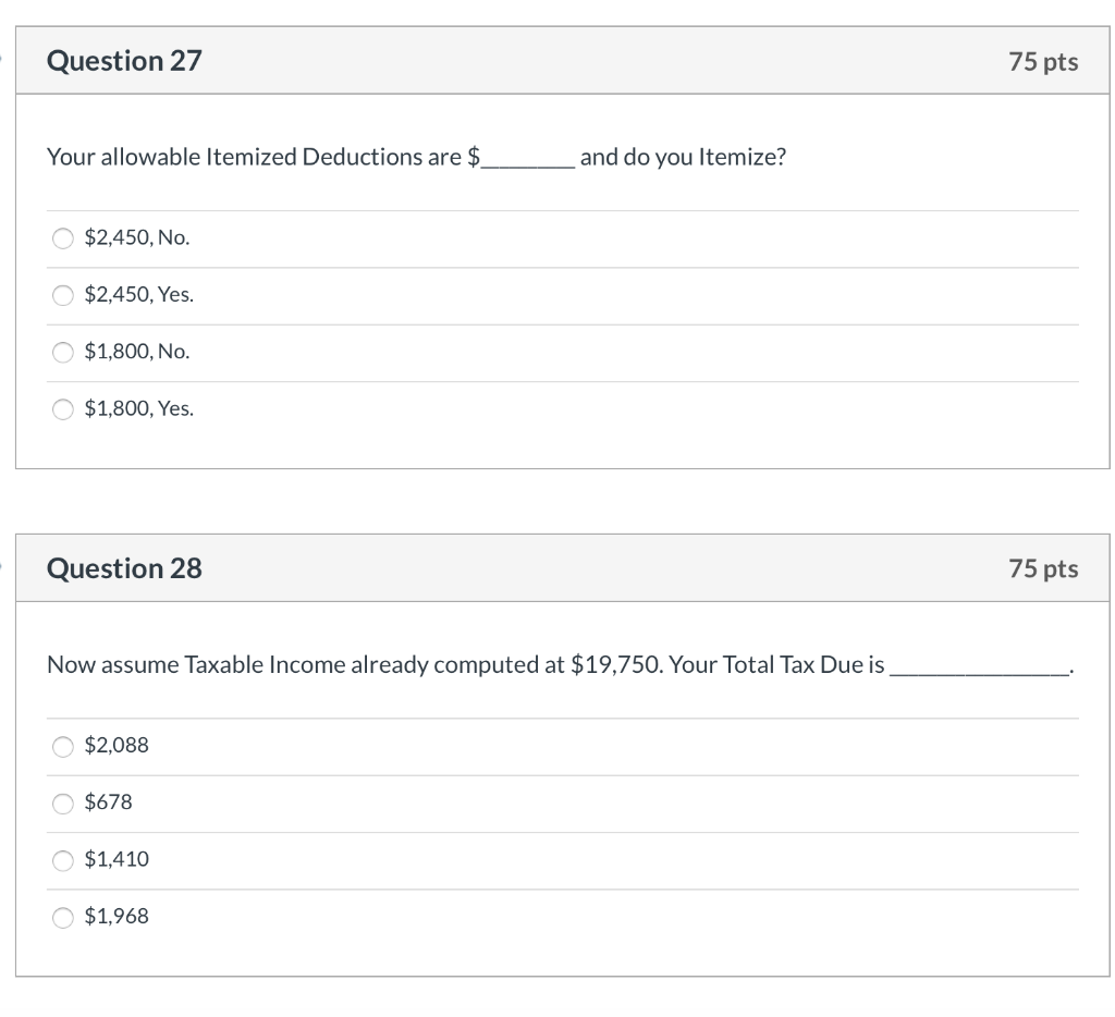 Solved Question 26 75 pts The following data applies to | Chegg.com