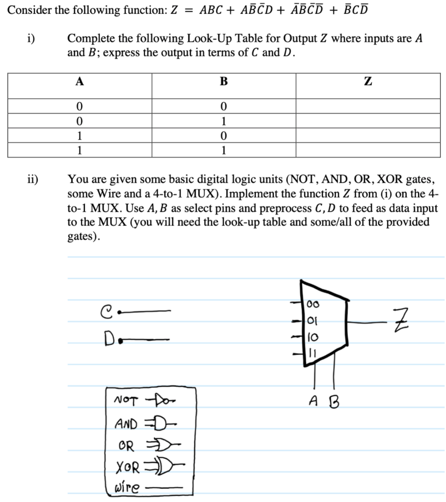 Solved Consider The Following Function: Z = ABC + ABCD + | Chegg.com