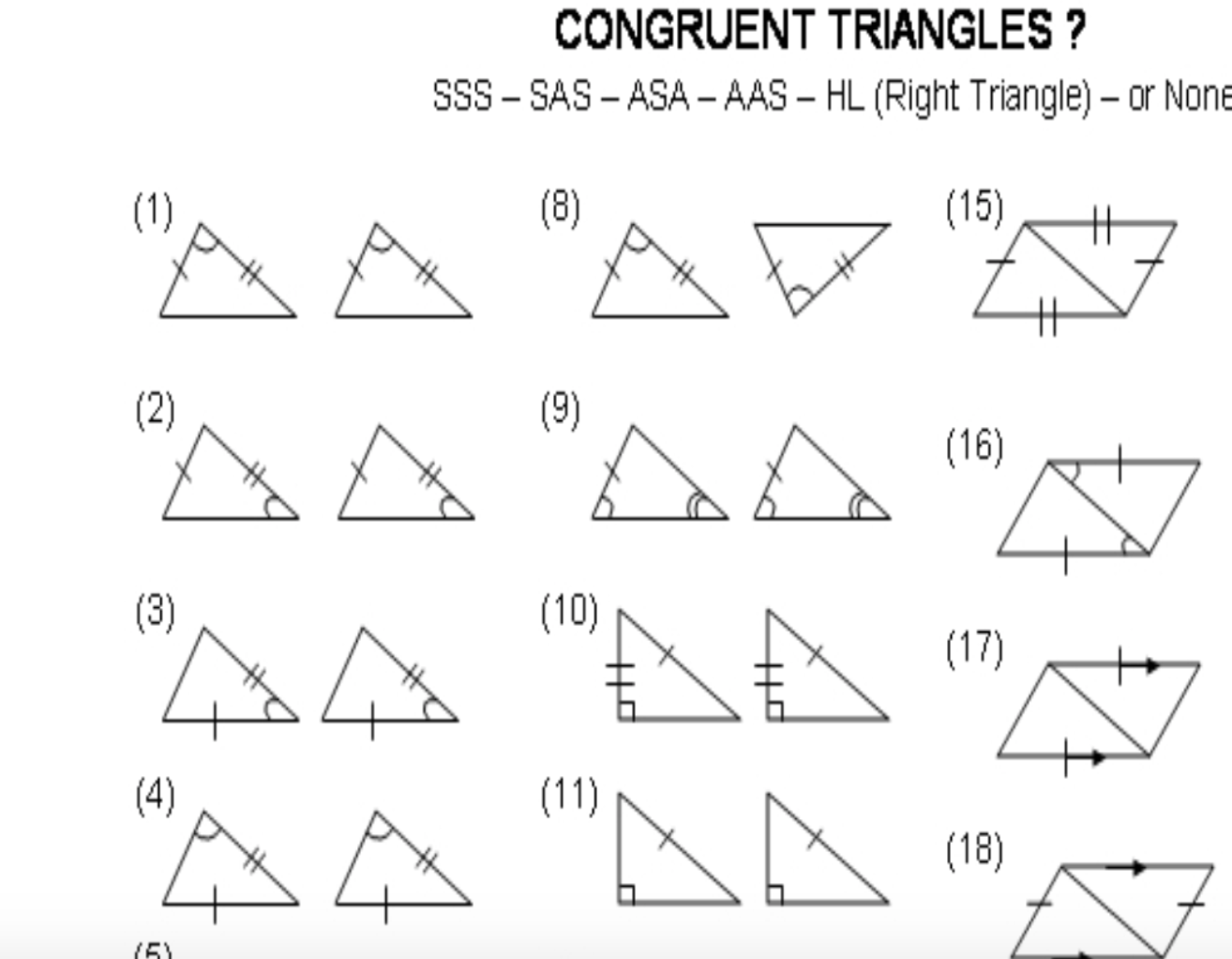 Solved Congruent Triangles Sss Sas Asa Aas Hl Right