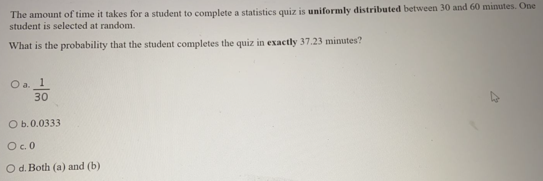 Solved The amount of time it takes for a student to complete | Chegg.com