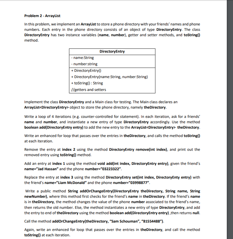 Problem 2 -ArrayList In this problem, we implement an | Chegg.com