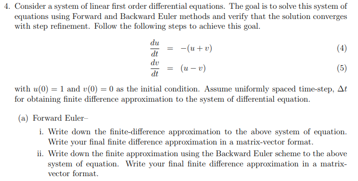 Solved 4. Consider a system of linear first order | Chegg.com