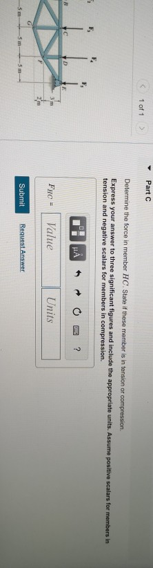Solved Item 9 9 of 10> Part A Determine the force in member | Chegg.com