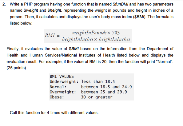 Solved 2. Write a PHP program having one function that is | Chegg.com