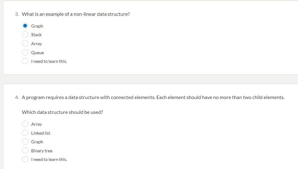Solved 3. What is an example of a non-linear data structure? | Chegg.com