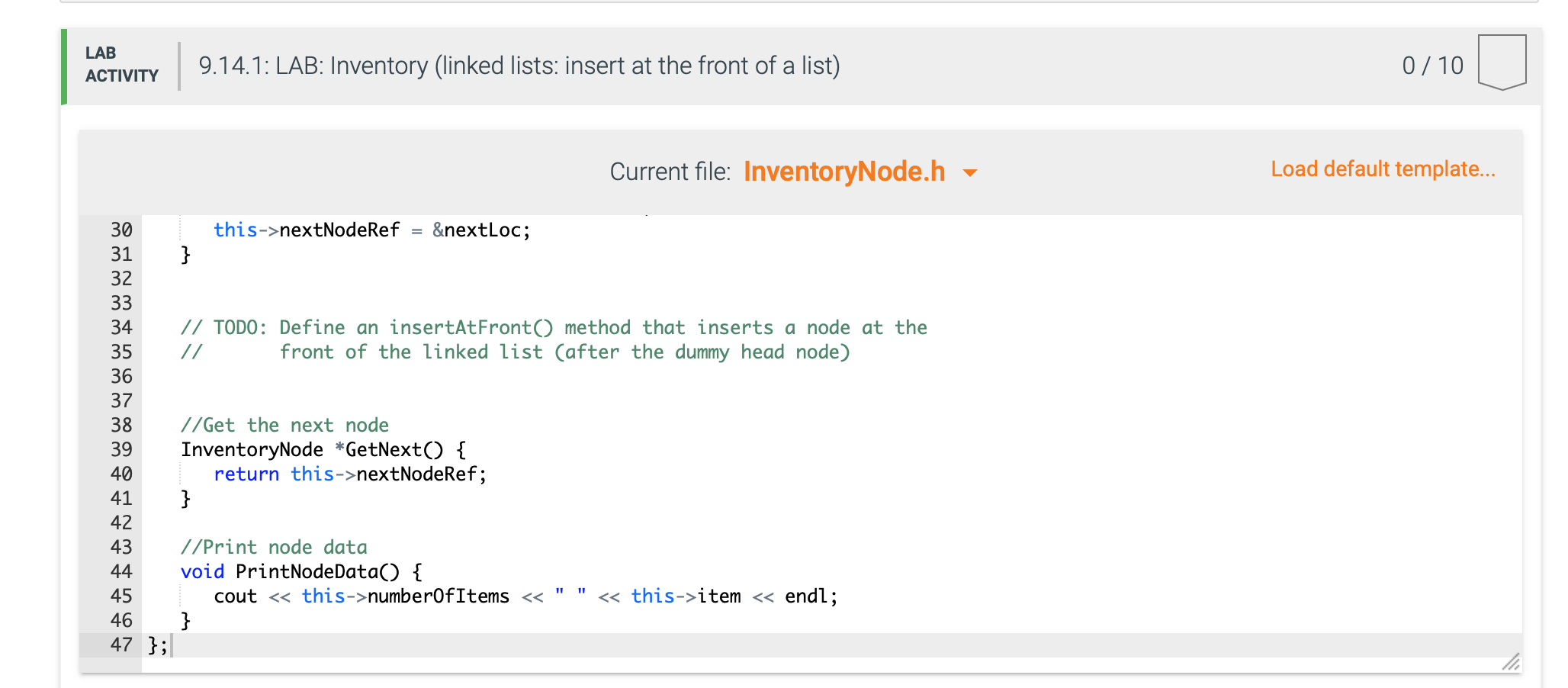 Solved 9.14 LAB: Inventory (linked lists: insert at the | Chegg.com