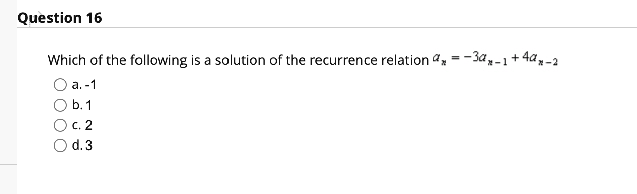 Solved Which Of The Following Sequence Is A Solution Of The | Chegg.com