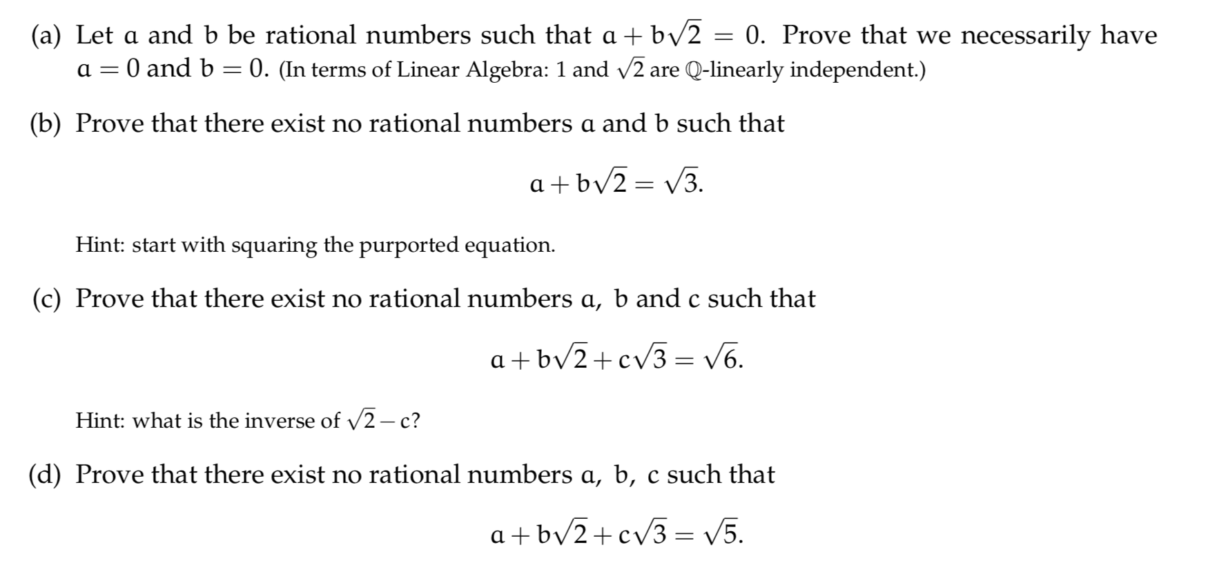 Solved NUMBER THEORY A) Let A And B Be Rational Numbers | Chegg.com