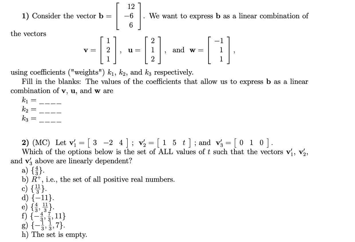 Solved 1 Consider The Vector B 12 6 6 We Want To Ex Chegg Com